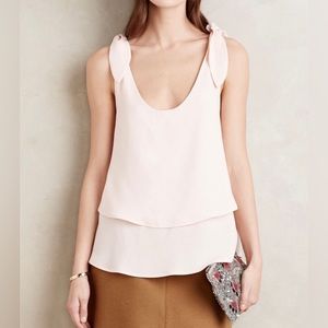NWT Anthropologie En Elle Blush Pink Shoulder Tie Top - Size M